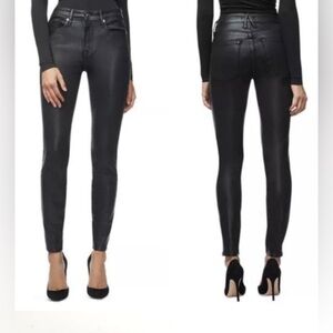 Good American Good Legs Black Wax Coated Skinny Jeans